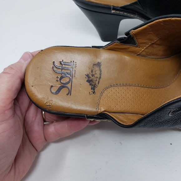 SOFFT Black Leather Mules Slip On Clogs Shoes 8.5 - Picture 8 of 9